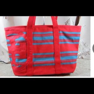Tory Burch
Beach Stripes Logo Shoulder Shopper Handbag
Red Blue Canvas Tote